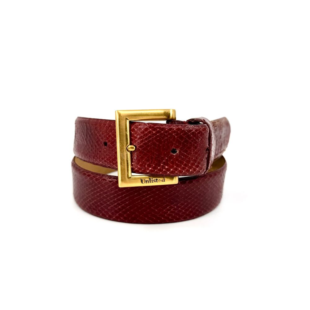 Vintage 90s Unlisted Red Wine Genuine Snakeskin Belt